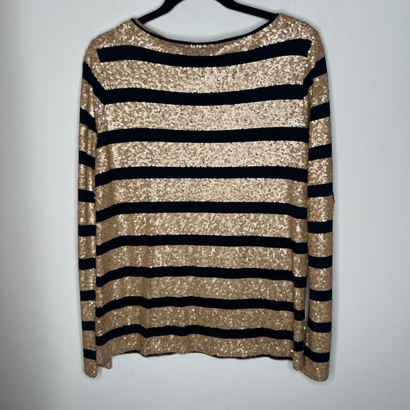 Calypso St. Barth Black & Gold Sequin Stripe Long Sleeve T-Shirt Size M - Picture 4 of 8